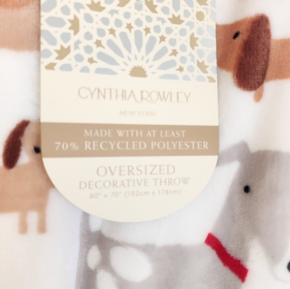 CYNTHIA ROWLEY NEW DOGGIE SOFT 60 X 70 DECORATIVE THROW - Picture 5 of 6